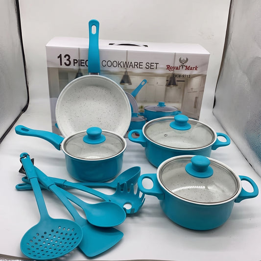 Ensemble de Casserole Antiadhésive et Ustensile - 13 Pièces