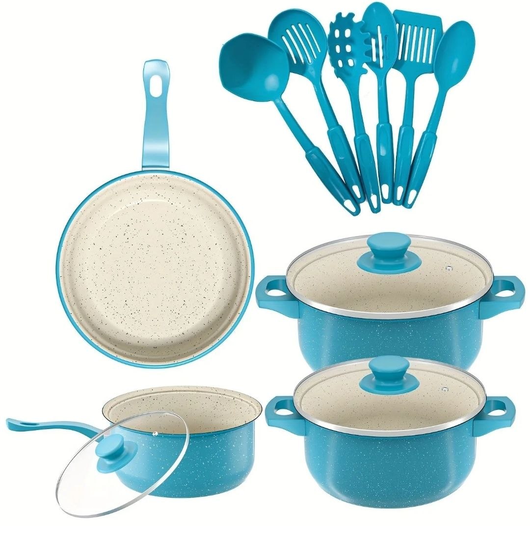 Ensemble de Casserole Antiadhésive et Ustensile - 13 Pièces
